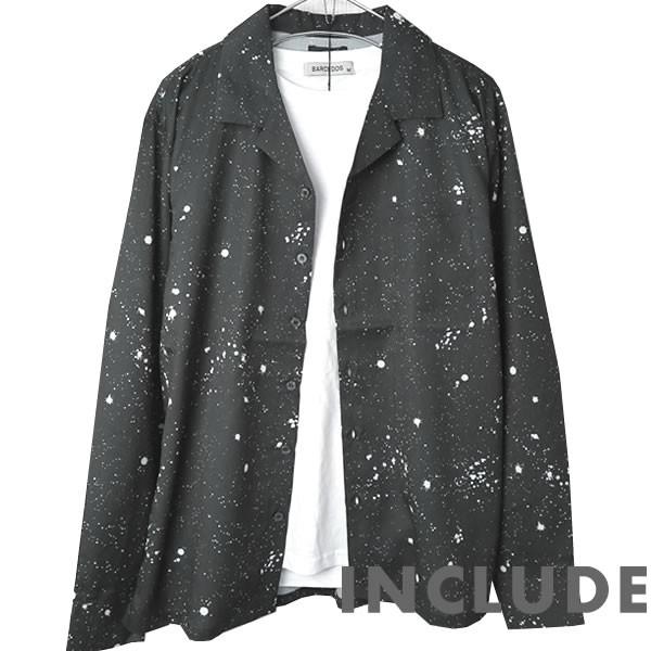 長袖シャツ 開襟シャツ ストライプ ロゴ 英語 文字 モノトーン 総柄 クラック ペンキ オープンカラー 春秋服 ワイドシルエッ |  | 05