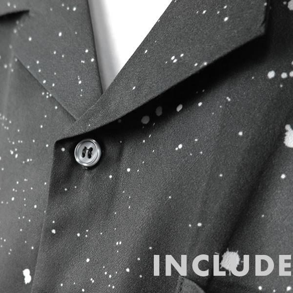 長袖シャツ 開襟シャツ ストライプ ロゴ 英語 文字 モノトーン 総柄 クラック ペンキ オープンカラー 春秋服 ワイドシルエッ |  | 07