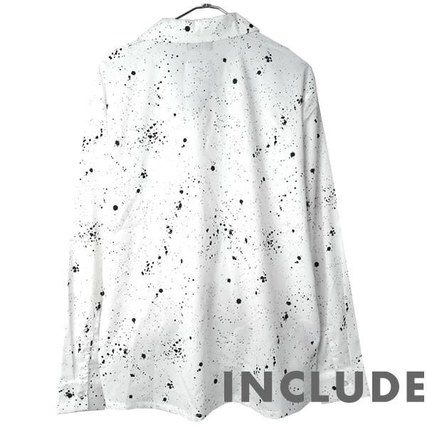長袖シャツ 開襟シャツ ストライプ ロゴ 英語 文字 モノトーン 総柄 クラック ペンキ オープンカラー 春秋服 ワイドシルエッ |  | 09