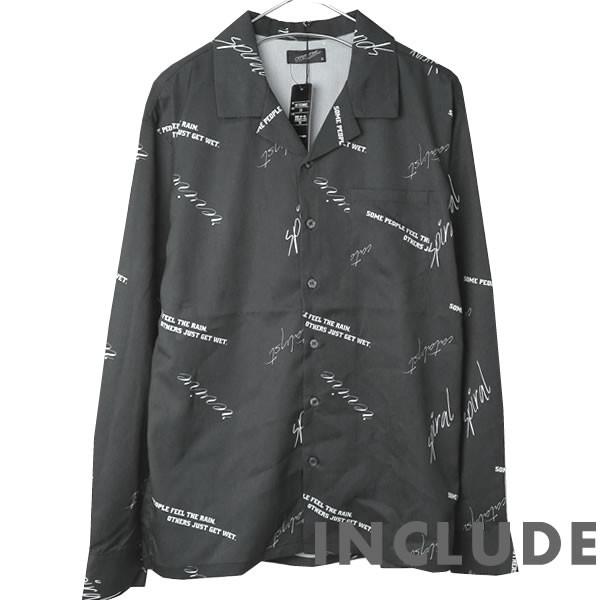 長袖シャツ 開襟シャツ ストライプ ロゴ 英語 文字 モノトーン 総柄 クラック ペンキ オープンカラー 春秋服 ワイドシルエッ |  | 10