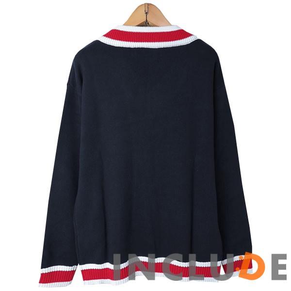 Ｖネックニット セーター カラーニット ニット チルデンニット ニットソー ビッグ ワイド インナー 長袖 メンズ カジュアル |  | 05