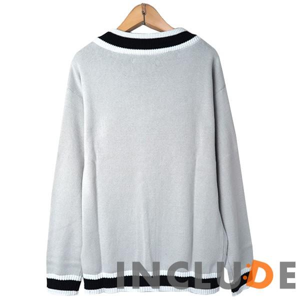 Ｖネックニット セーター カラーニット ニット チルデンニット ニットソー ビッグ ワイド インナー 長袖 メンズ カジュアル |  | 08