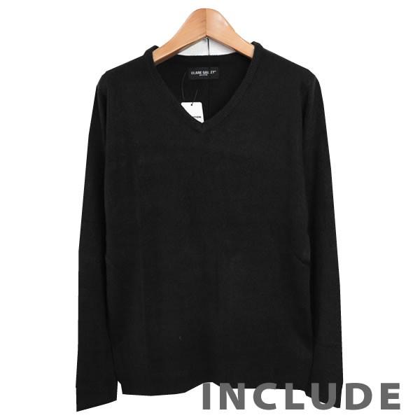 6カラー 定番 カシミアタッチ リブ Vネック ニット セーター メンズ 伸縮 白 黒 チャコール ネイビー オフホワイト ワイ |  | 08