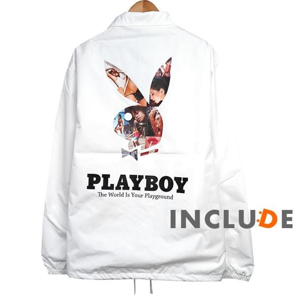 コーチジャケット PLAYBOY パネルバニー 写真 ガール ビキニ フォト プレイボーイ 長袖 無地 コーチ ジャケット アク |  | 05