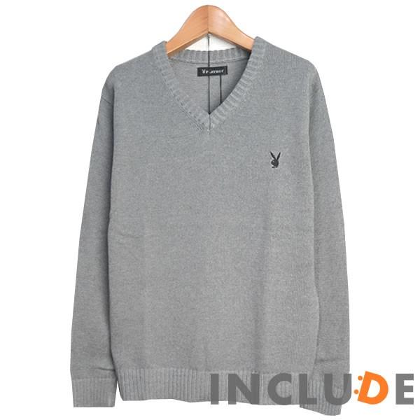 ５カラー ワンポイント PLAYBOY Vネック ニット カレッジスタイル スクールセーター メンズ レディース ユニセックス |  | 05