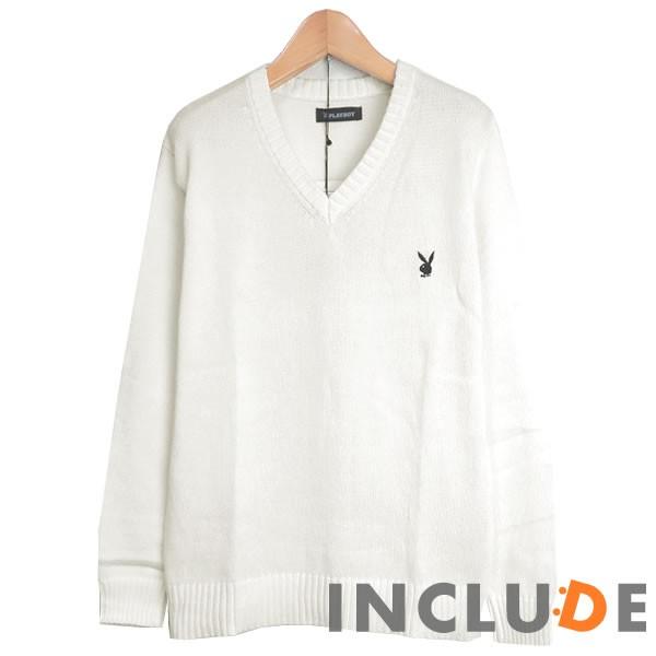 ５カラー ワンポイント PLAYBOY Vネック ニット カレッジスタイル スクールセーター メンズ レディース ユニセックス |  | 07