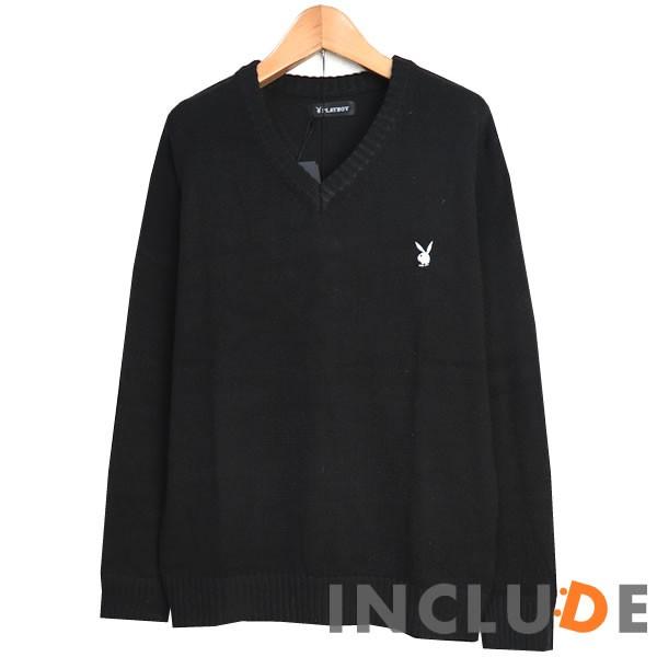 ５カラー ワンポイント PLAYBOY Vネック ニット カレッジスタイル スクールセーター メンズ レディース ユニセックス |  | 09