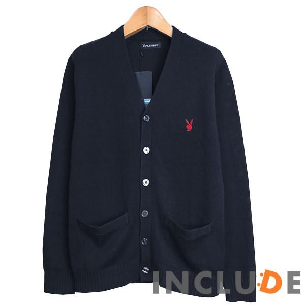 ５カラー ワンポイント PLAYBOY ニット カーディガン カレッジスタイル スクールセーター メンズ レディース ユニセック |  | 01