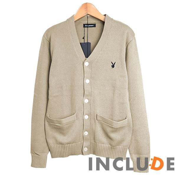 ５カラー ワンポイント PLAYBOY ニット カーディガン カレッジスタイル スクールセーター メンズ レディース ユニセック |  | 03