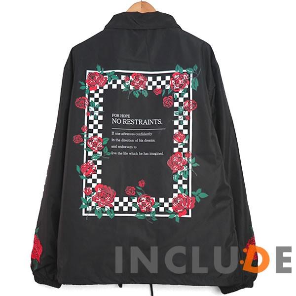 コーチジャケット バラ 薔薇 ローズ 刺繍 ロゴ プリント コーチ ブルゾン ジャケット ビッグサイズ 長袖 スケートボード |  | 02