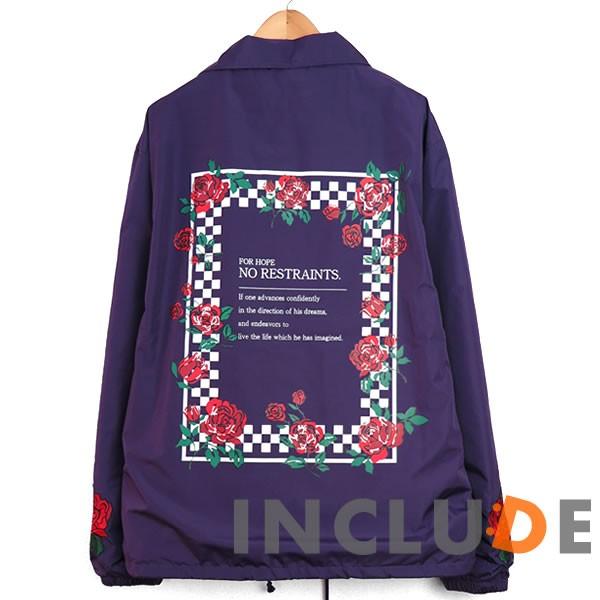 コーチジャケット バラ 薔薇 ローズ 刺繍 ロゴ プリント コーチ ブルゾン ジャケット ビッグサイズ 長袖 スケートボード |  | 04