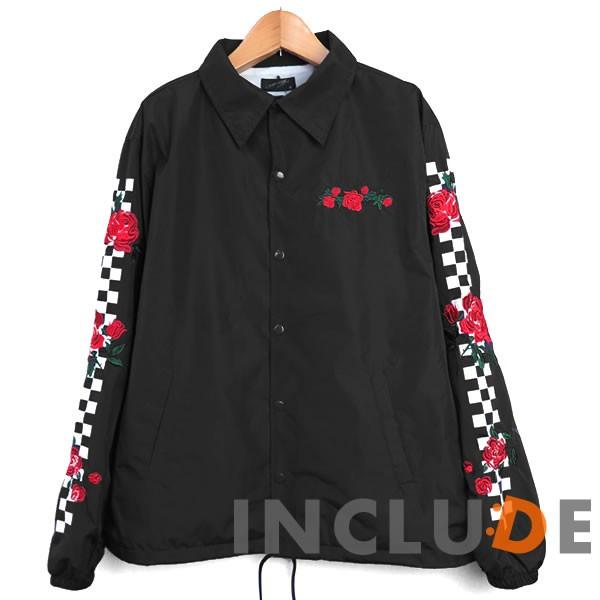 コーチジャケット バラ 薔薇 ローズ 刺繍 ロゴ プリント コーチ ブルゾン ジャケット ビッグサイズ 長袖 スケートボード |  | 01