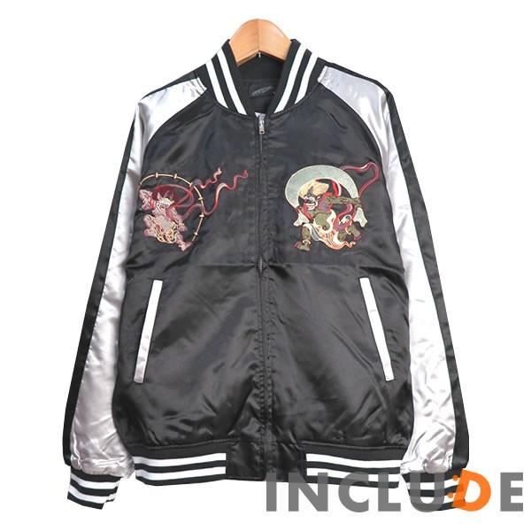 スカジャン 風神雷神 メンズ ブルゾン MA-1 刺繍 和柄 和柄刺繍 横須賀ファッション 京風 サテンジャケット ベースボール |  | 01
