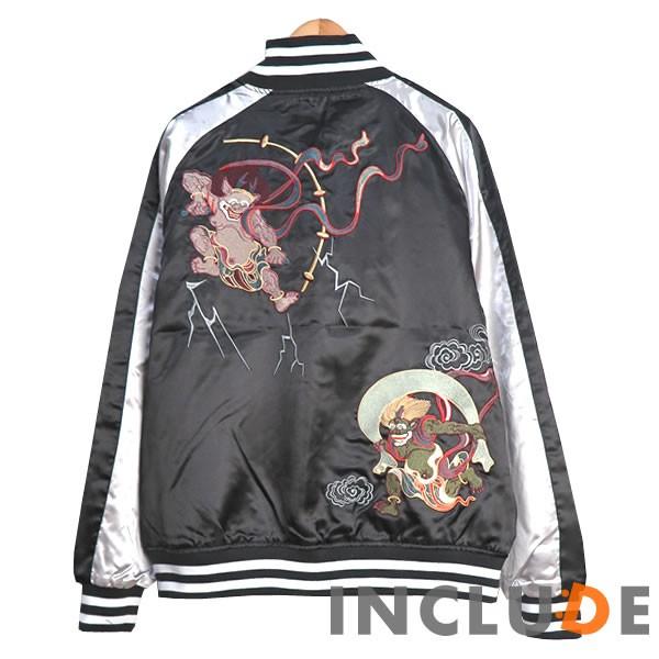 スカジャン 風神雷神 メンズ ブルゾン MA-1 刺繍 和柄 和柄刺繍 横須賀ファッション 京風 サテンジャケット ベースボール |  | 02