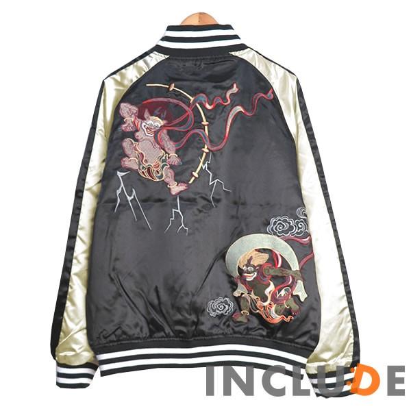 スカジャン 風神雷神 メンズ ブルゾン MA-1 刺繍 和柄 和柄刺繍 横須賀ファッション 京風 サテンジャケット ベースボール |  | 04