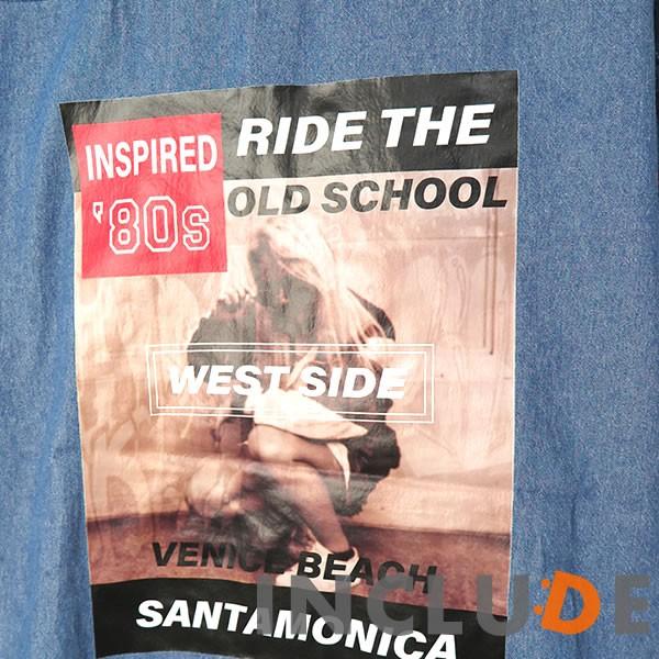 バックプリント 袖ロゴ 転写フォトプリント ルーズフィット シャツ メンズ ビックシルエット 長袖 デニムシャツ ダンガリー 6 |  | 05