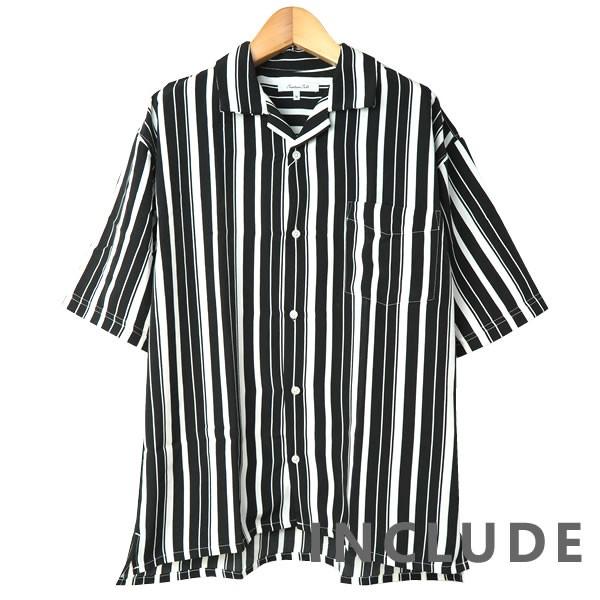 ワイドシルエット ストライプ シャツ オープンカラー 薄手 ビッグシャツ ワイドシャツ ロンドンストライプ 半袖シャツ メンズ |  | 01