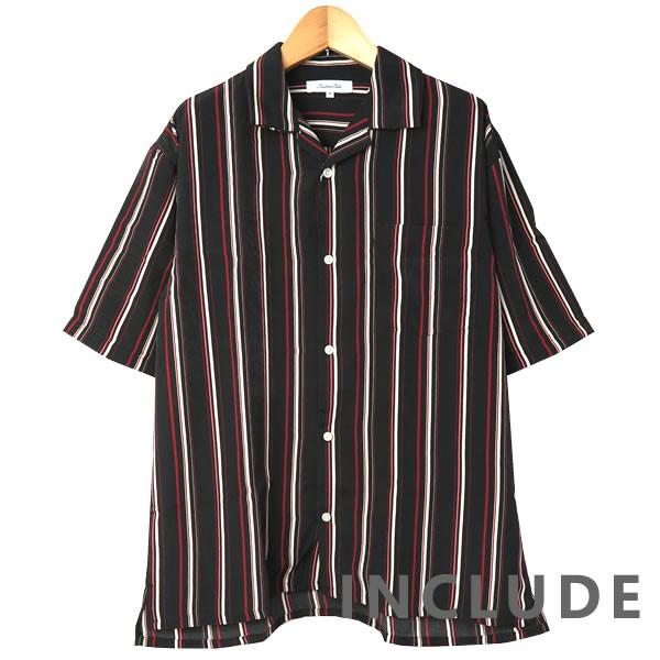 ワイドシルエット ストライプ シャツ オープンカラー 薄手 ビッグシャツ ワイドシャツ ロンドンストライプ 半袖シャツ メンズ |  | 04