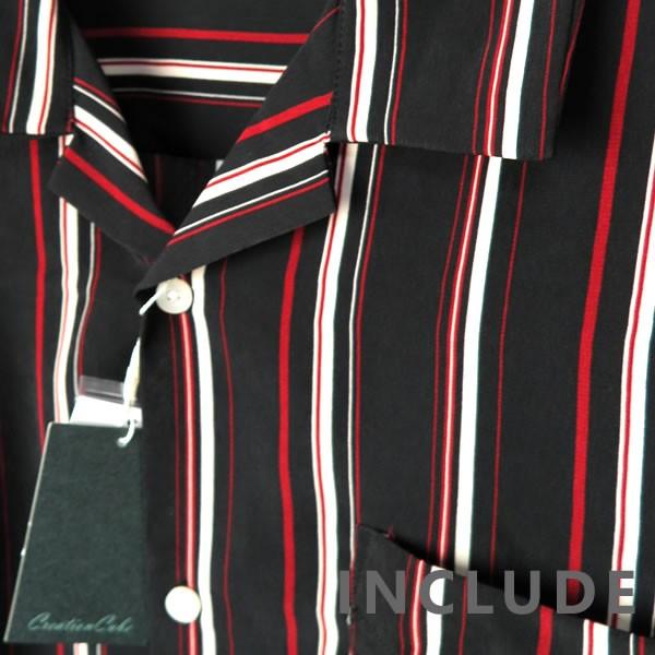 ワイドシルエット ストライプ シャツ オープンカラー 薄手 ビッグシャツ ワイドシャツ ロンドンストライプ 半袖シャツ メンズ |  | 06