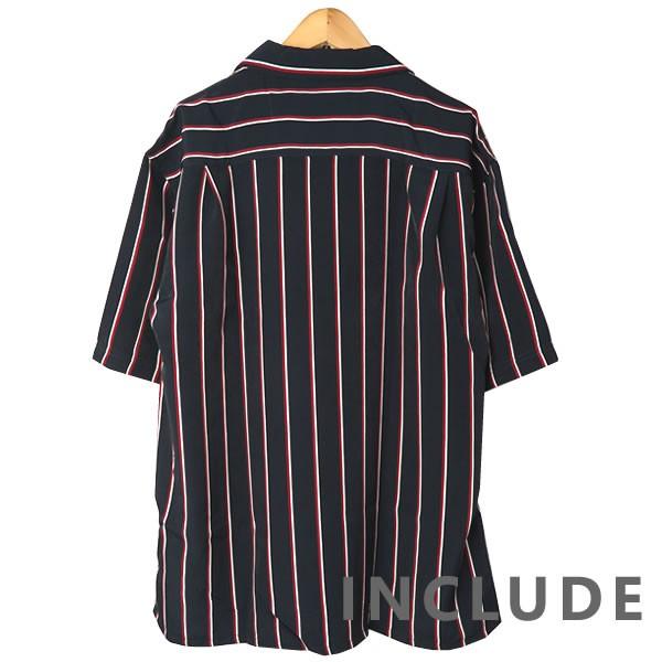 ワイドシルエット ストライプ シャツ オープンカラー 薄手 ビッグシャツ ワイドシャツ ロンドンストライプ 半袖シャツ メンズ |  | 08