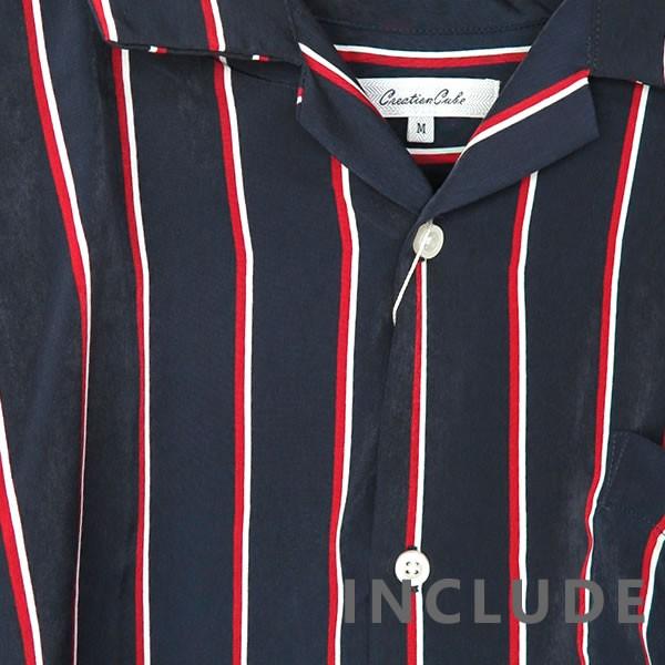 ワイドシルエット ストライプ シャツ オープンカラー 薄手 ビッグシャツ ワイドシャツ ロンドンストライプ 半袖シャツ メンズ |  | 09