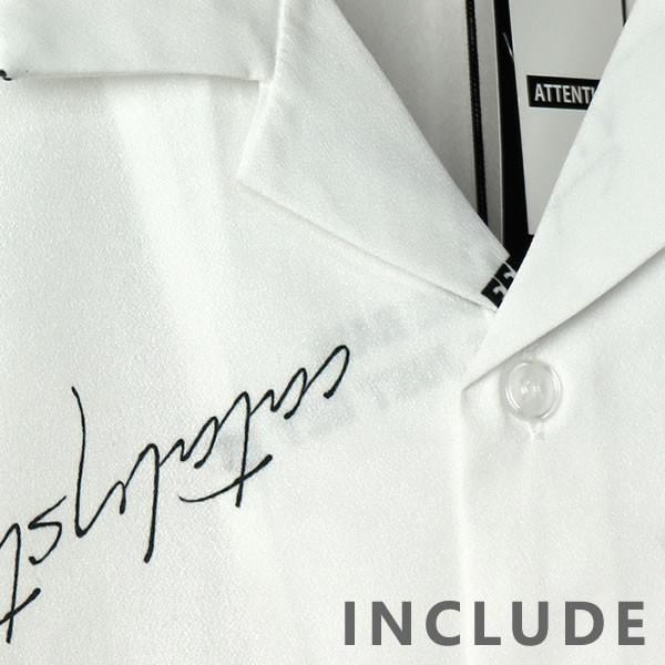 半袖シャツ 開襟シャツ ロゴ文字 クロスプリント オープンカラー サイン 夏服 夏 ワイドシルエット ワイドシャツ 韓国ファッシ |  | 09