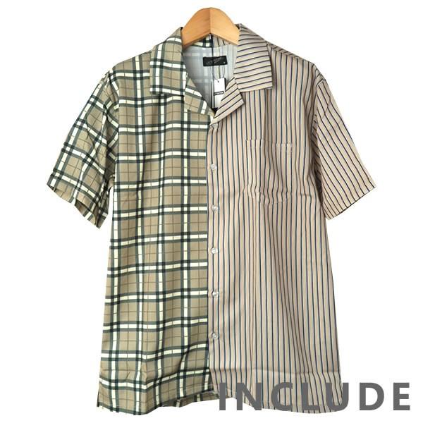 半袖シャツ 開襟シャツ アシンメトリー アシメ チェック ストライプ ロゴ 文字 ペンキ 刷毛 オープンカラー マルチストライプ |  | 01