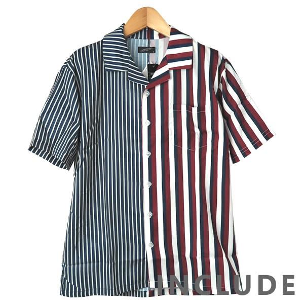 半袖シャツ 開襟シャツ アシンメトリー アシメ チェック ストライプ ロゴ 文字 ペンキ 刷毛 オープンカラー マルチストライプ |  | 04