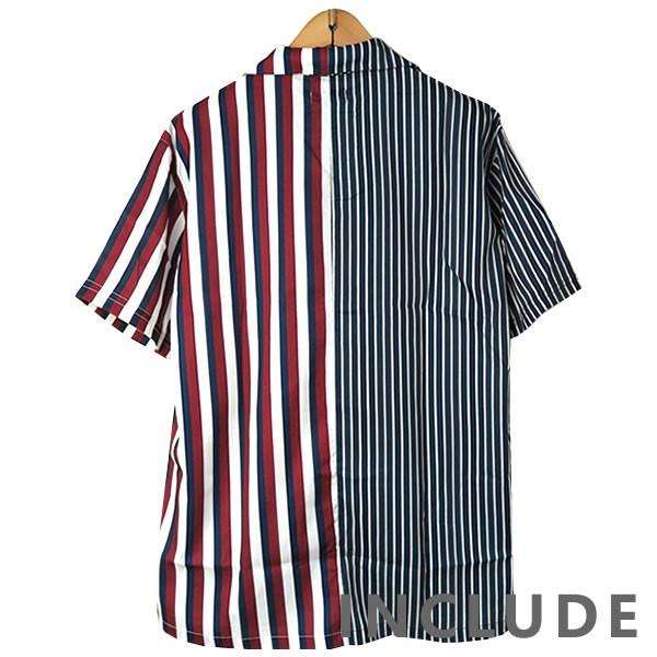 半袖シャツ 開襟シャツ アシンメトリー アシメ チェック ストライプ ロゴ 文字 ペンキ 刷毛 オープンカラー マルチストライプ |  | 05