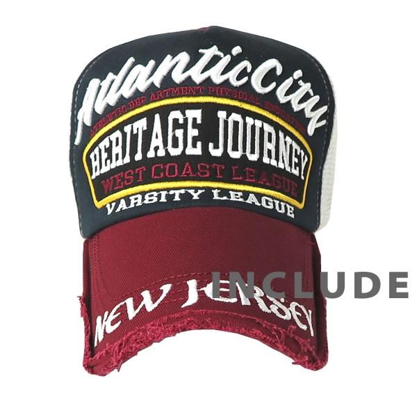 ワッペン 刺繍 atlantic city ウエストコースト 厚盛 涼しい メッシュキャップ キャップ ツバダメージ加工 帽子夏 |  | 02