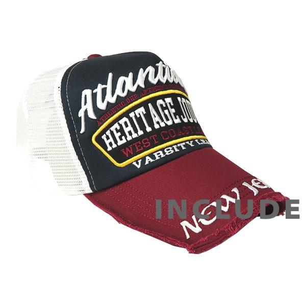 ワッペン 刺繍 atlantic city ウエストコースト 厚盛 涼しい メッシュキャップ キャップ ツバダメージ加工 帽子夏 |  | 03