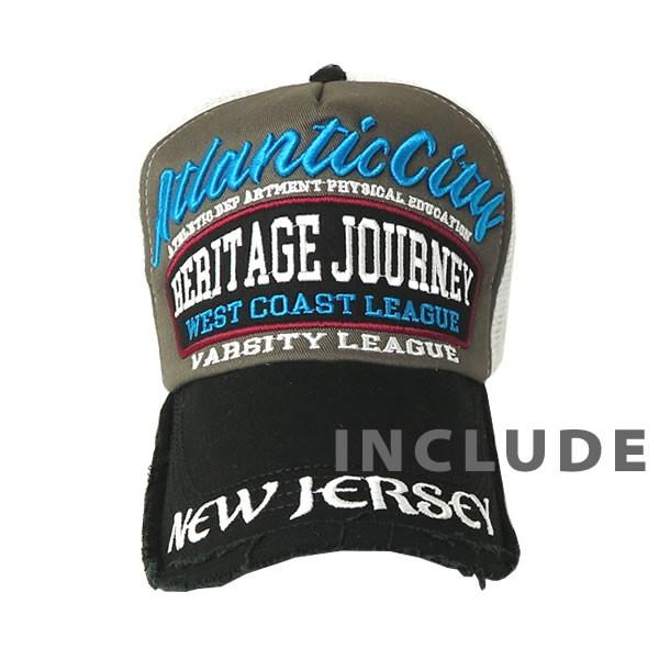 ワッペン 刺繍 atlantic city ウエストコースト 厚盛 涼しい メッシュキャップ キャップ ツバダメージ加工 帽子夏 |  | 06