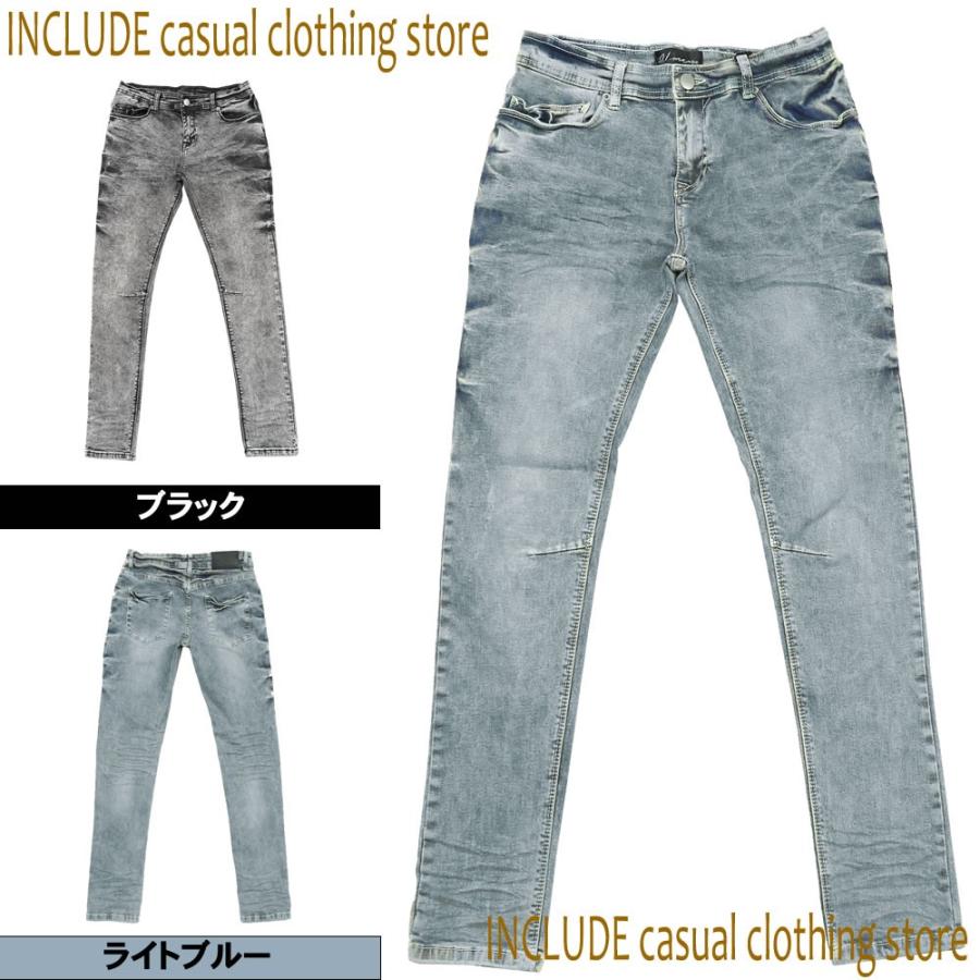 ケミカルデニム ヴィンテージ ５ポケット ストレッチ スキニー デニムパンツ タイト スキニージーンズ メンズ | 