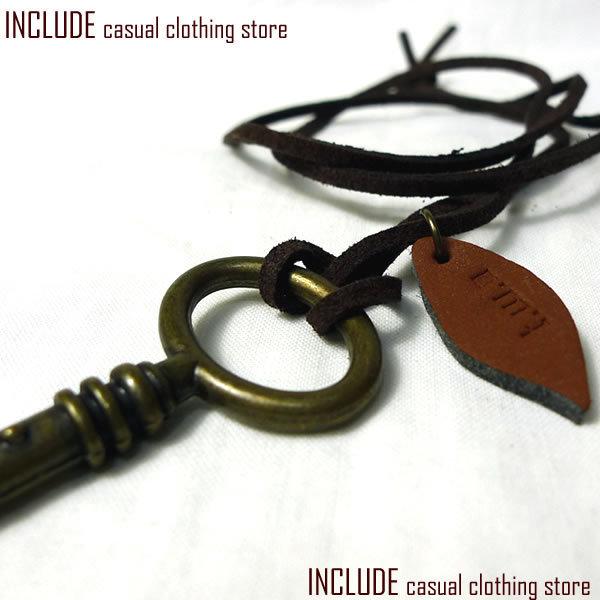 キー＆リーフアンティーク調ネックレス/チョーカー/ユニセックス/本革 |  | 02