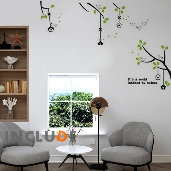 ウォールステッカー 小鳥 鳥かご さわやか 壁シール ウォールシール 北欧 カフェ CAFE リビング | 