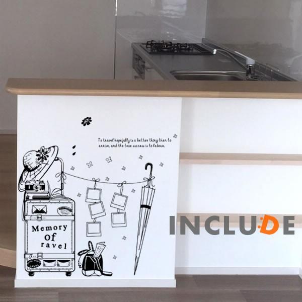 ウォールステッカー 帽子 お出かけ 旅行 写真 憧れ お気に入り 壁シール ウォールシール 北欧 カフェ CAFE リビング | 