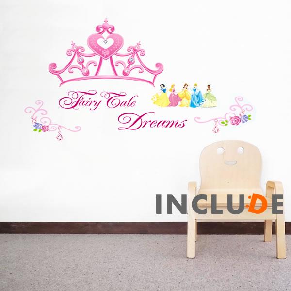 ウォールステッカー クラウン 髪飾り プリンセス 女の子 シンデレラ　ピンク 壁シール 子供部屋 北欧 カフェ CAFE リビン |  | 01