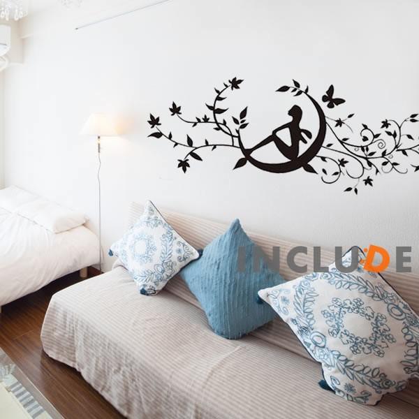 ウォールステッカー 月 三日月 MOON 妖精 花 眺める 壁シール ウォールシール 北欧 カフェ CAFE リビング |  | 01