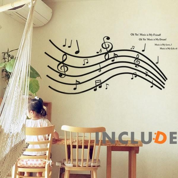 ウォールステッカー 音符 メロディ 楽譜 歌 ソング 壁シール ウォールシール 北欧 カフェ CAFE リビング |  | 01
