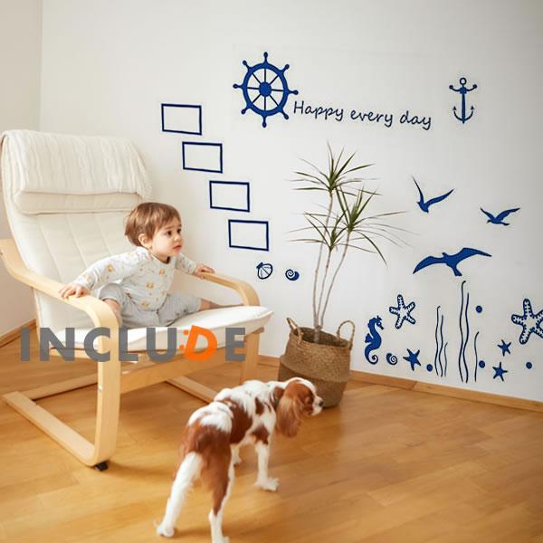 ウォールステッカー ブルー マリン ヨット 夏 ハーバー 海 優しい 壁シール ウォールシール 北欧 カフェ CAFE リビング |  | 01
