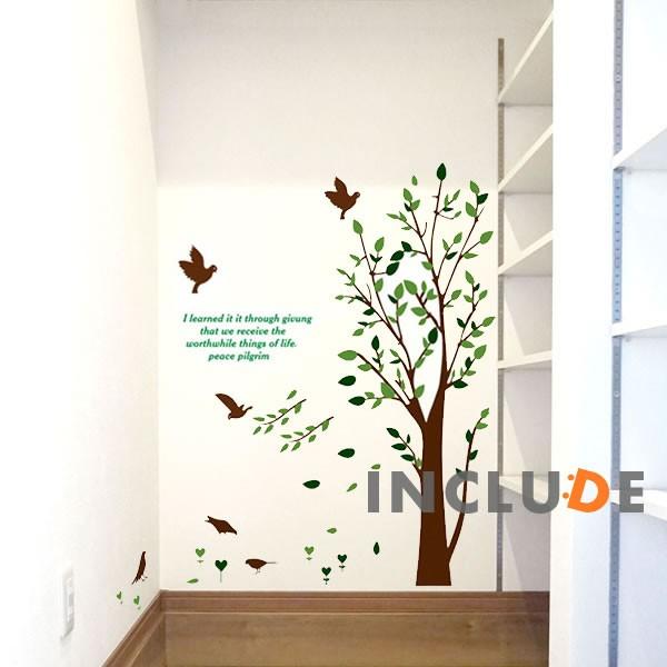 ウォールステッカー 木 鳥 リーフ モダン 新緑 癒し シック 玄関 壁シール ウォールシール 北欧 カフェ CAFE リビング |  | 01