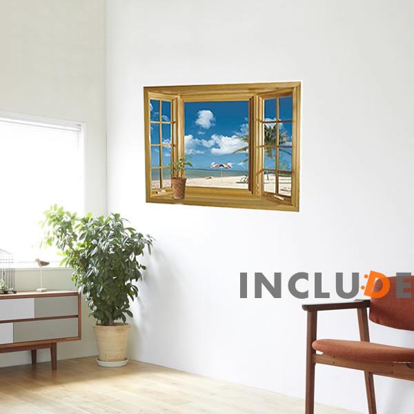 ウォールステッカー 風景 窓 景色 モナコ 地中海 海岸 砂浜 ビーチ 南国 壁シール ウォールシール カフェ CAF? |  | 01