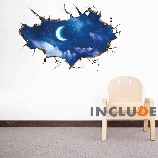 ウォールステッカー 風景 窓 景色 月 三日月 壁シール ウォールシール 北欧 カフェ CAFE リビング | 