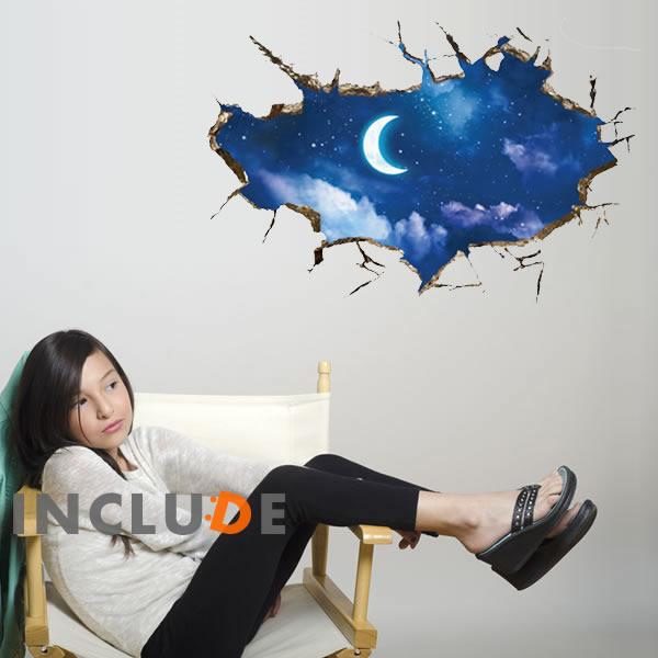 ウォールステッカー 風景 窓 景色 月 三日月 壁シール ウォールシール 北欧 カフェ CAFE リビング |  | 01