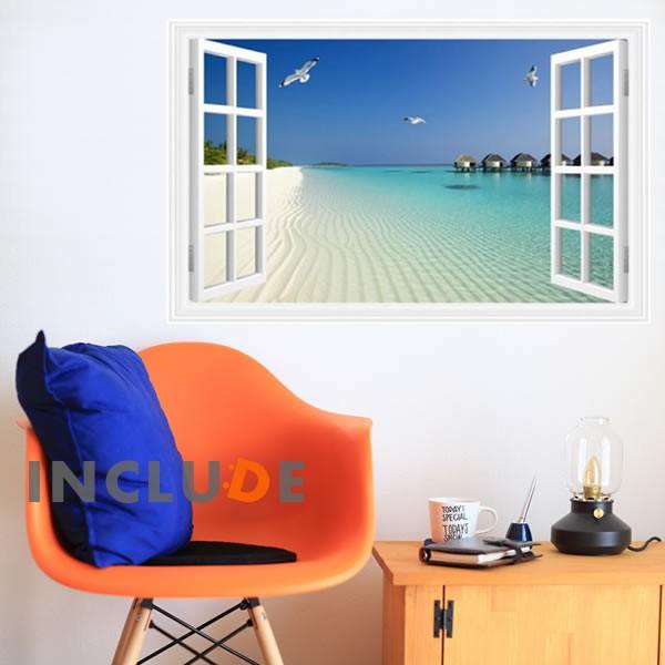 ウォールステッカー リゾート 夏 サマー 南の島 旅行 コテージ 水上ホテル 陽気 海 南国 シー 青い海 ハワイ グアム セブ | 