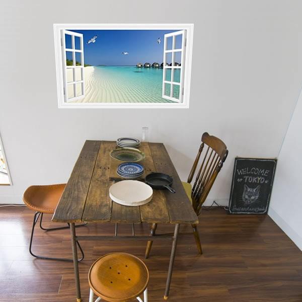 ウォールステッカー リゾート 夏 サマー 南の島 旅行 コテージ 水上ホテル 陽気 海 南国 シー 青い海 ハワイ グアム セブ |  | 01