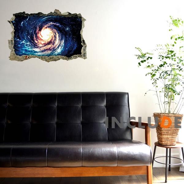 ウォールステッカー 宇宙 銀河 ギャラクシー ロマン 天体 太陽系 10光年 ブラックホール トリックアート 吸い込まれる | 
