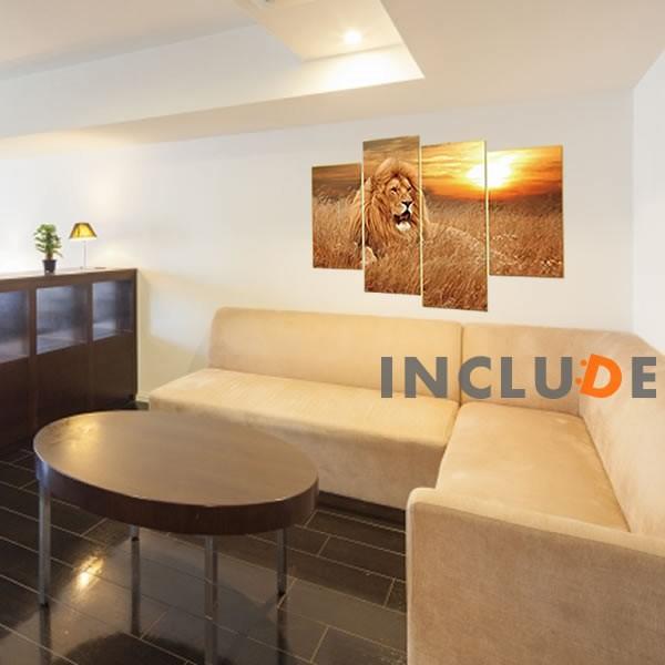 ウォールステッカー パネル型シール ４枚パネル ライオン Lion 夕暮れ 夕日 夕焼け 日の入り |  | 01