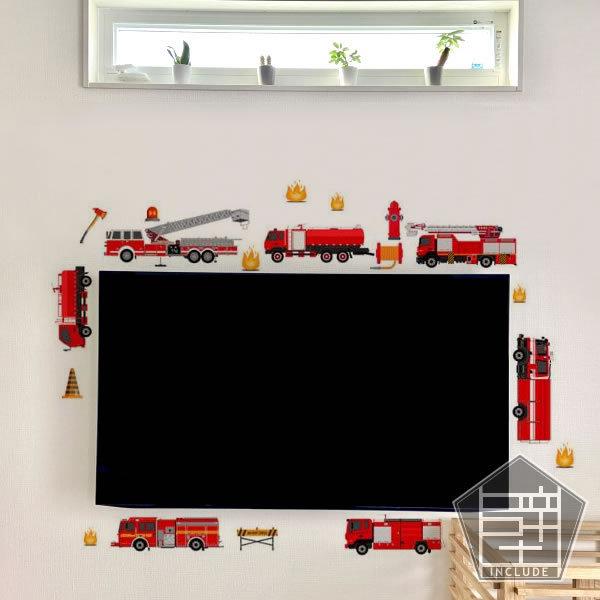壁ステッカー ウォールステッカー 消防ポンプ車 水槽付 化学消防 はしご車 屈折 災害対応多目的車 サイレン ポンプ 消防車 |  | 01