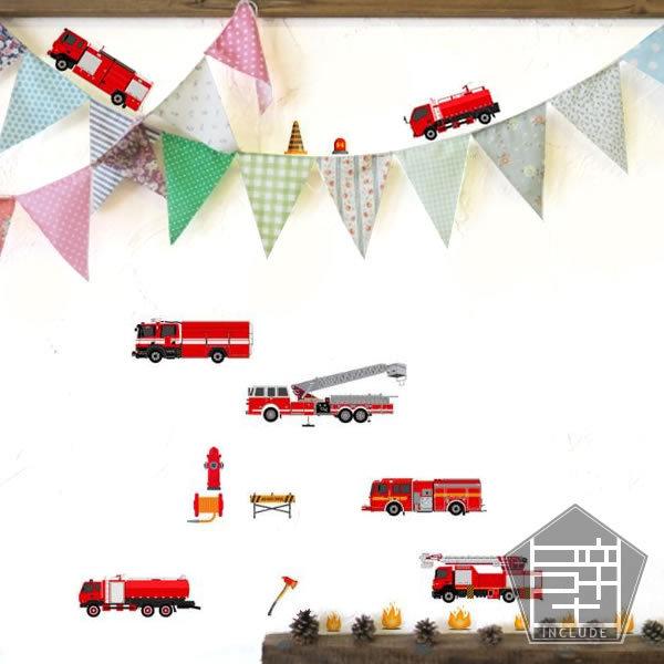 壁ステッカー ウォールステッカー 消防ポンプ車 水槽付 化学消防 はしご車 屈折 災害対応多目的車 サイレン ポンプ 消防車 |  | 02